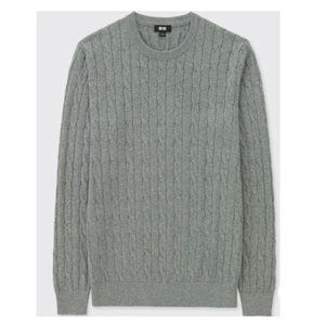 Uniqlo Cotton Cashmere Cable Knit Sweater – Grey – Medium